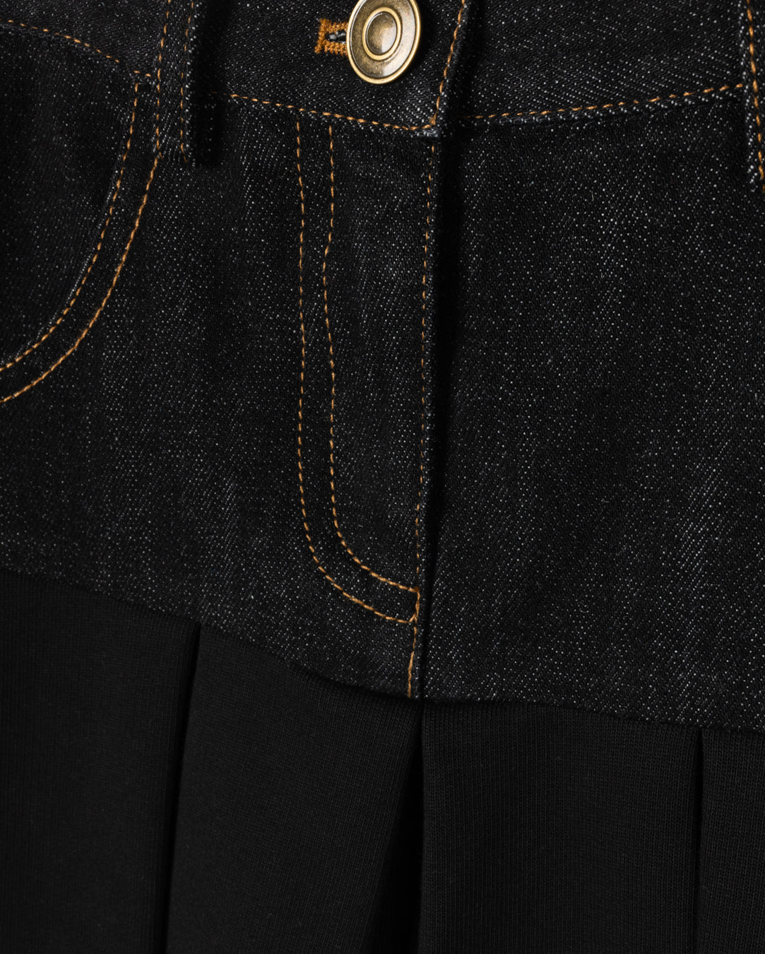 Denim And Ponti Pleated Skirt