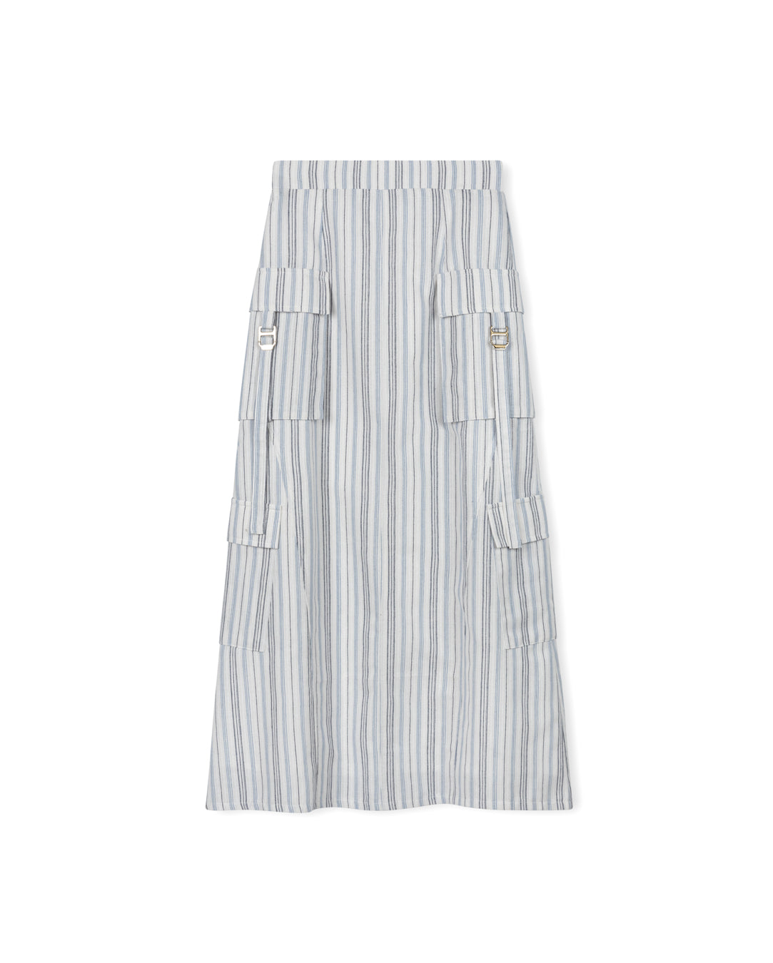 Linen Stripe Cargo Skirt
