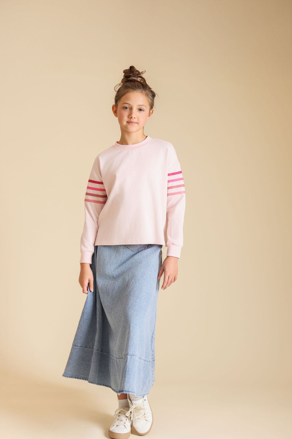 Multi Colored Stitch Denim Skirt - Junees