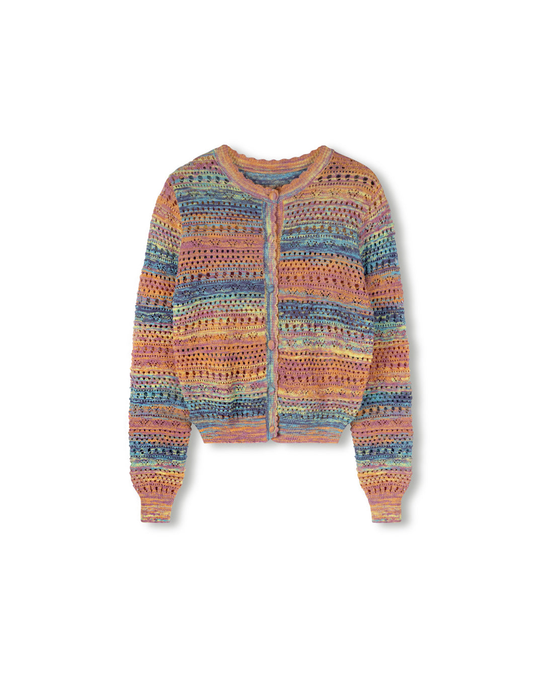 Pointelle Knit Colorful Cardigan - Junees