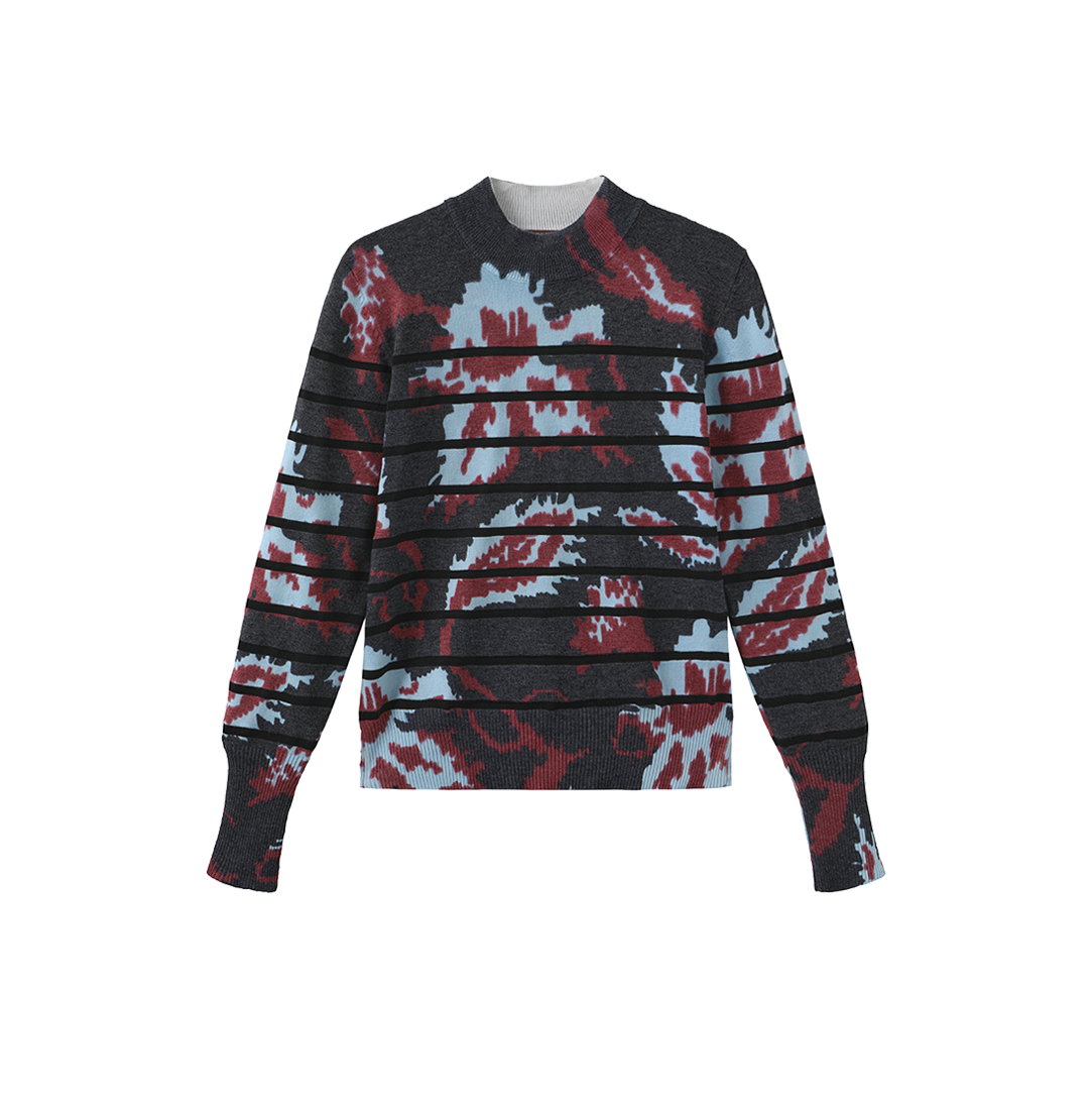 Striped Floral Crewneck Sweater