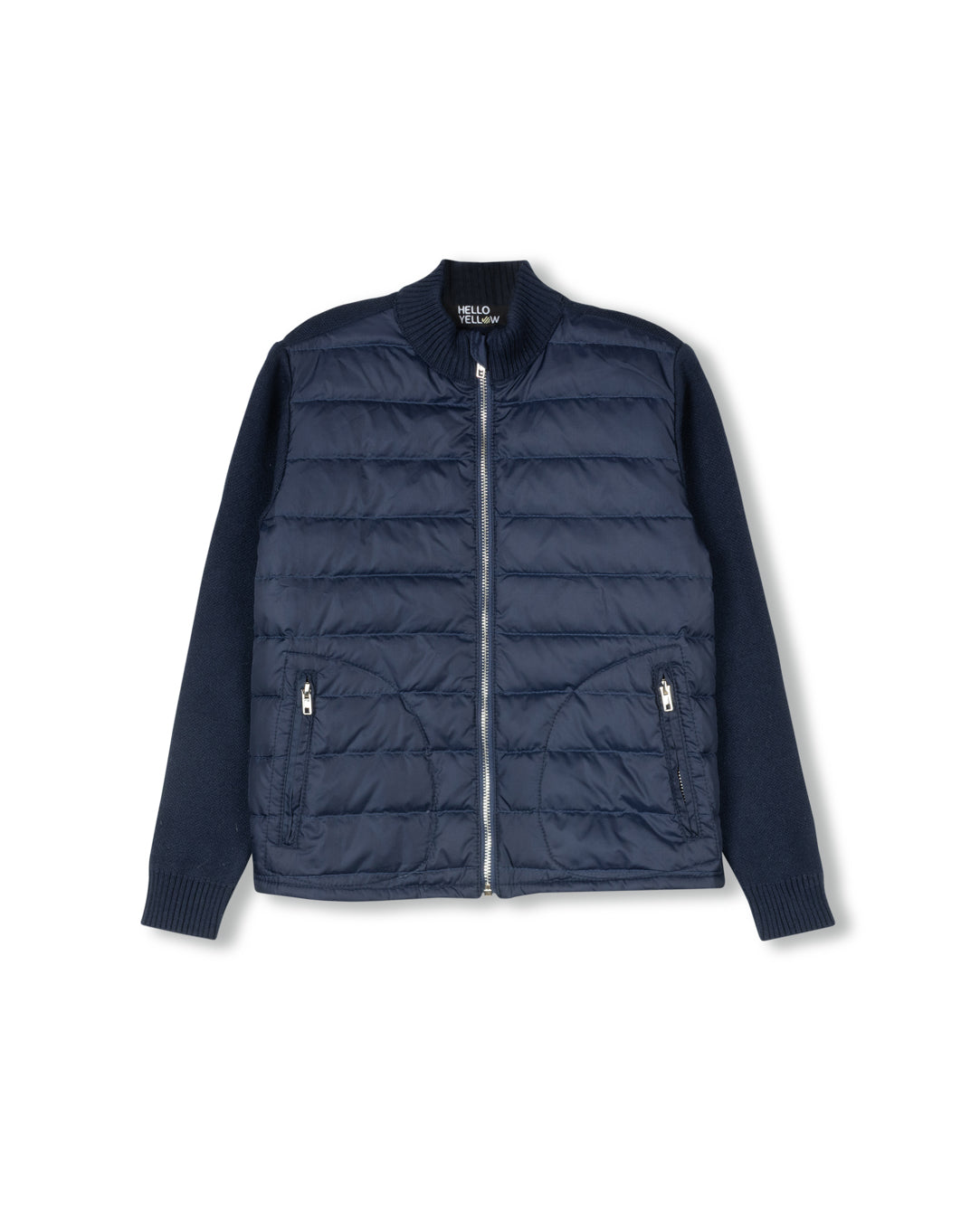 Striped Puffer And Knit Jacket