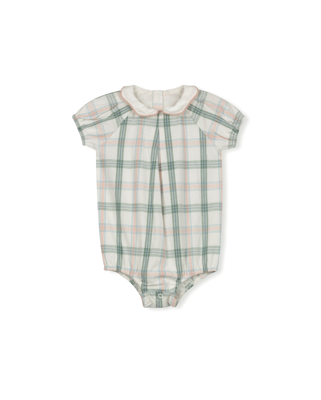 Mira Plaid Scalloped Collar Romper