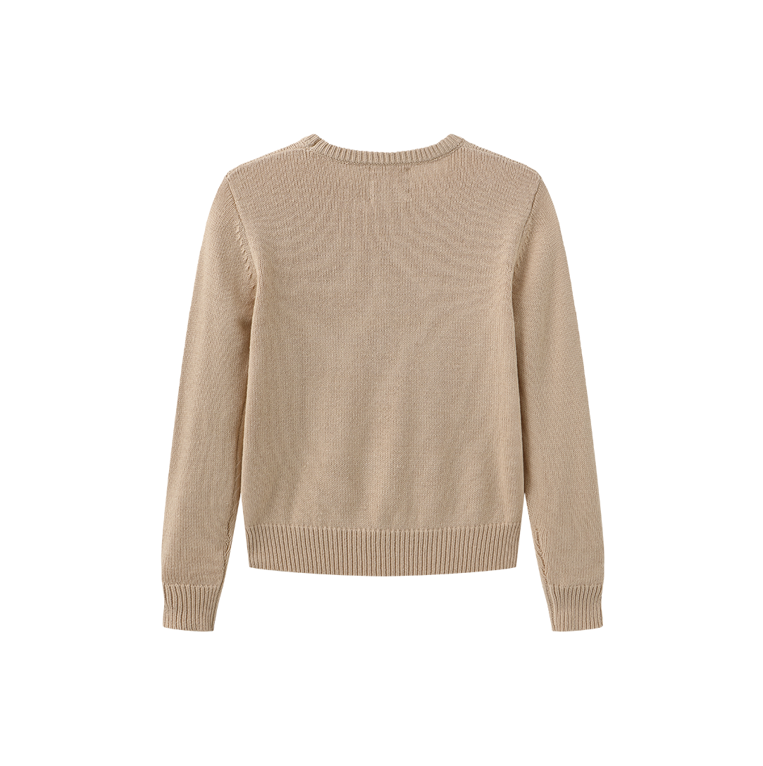 Tonal Embroidery Crew Neck Sweater