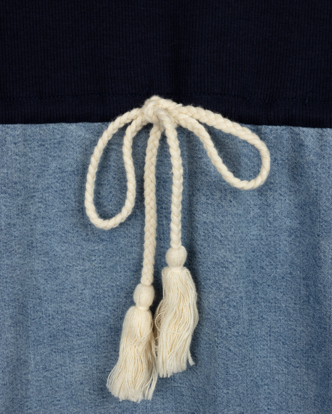 Ribbed And Chambray Pocket Dress