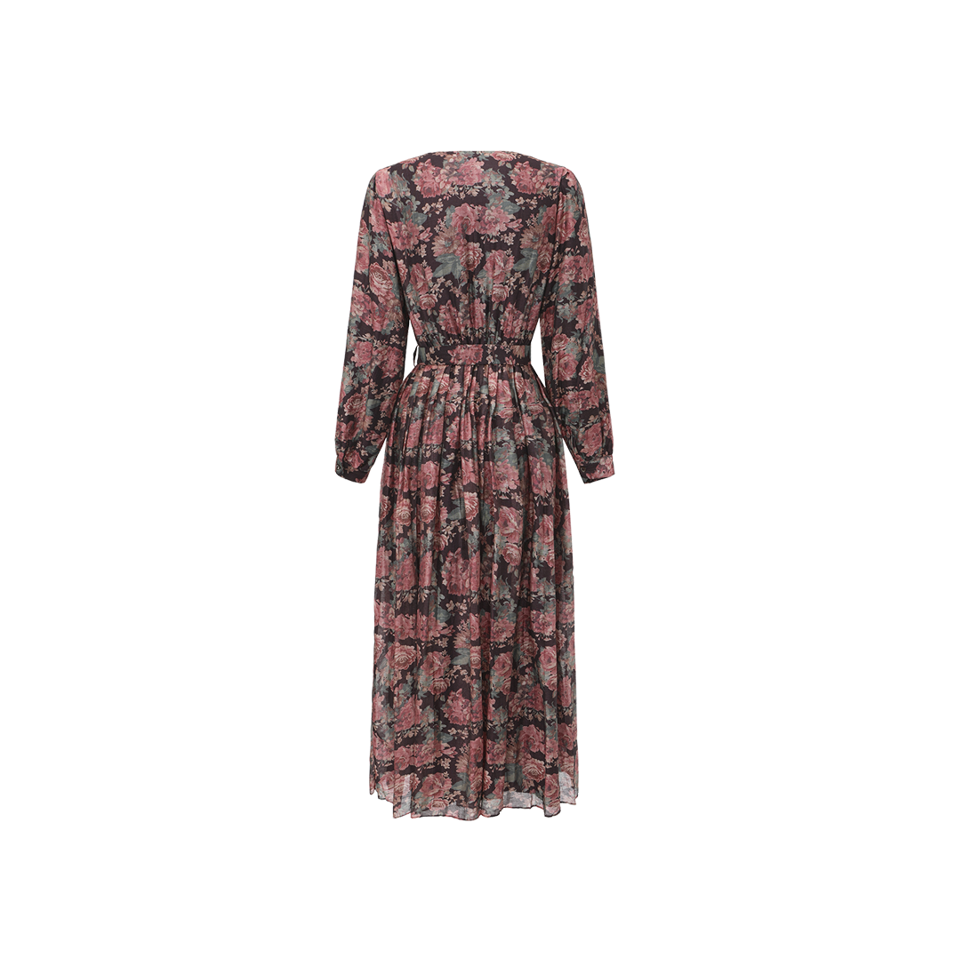 Vintage Floral Belt Dress
