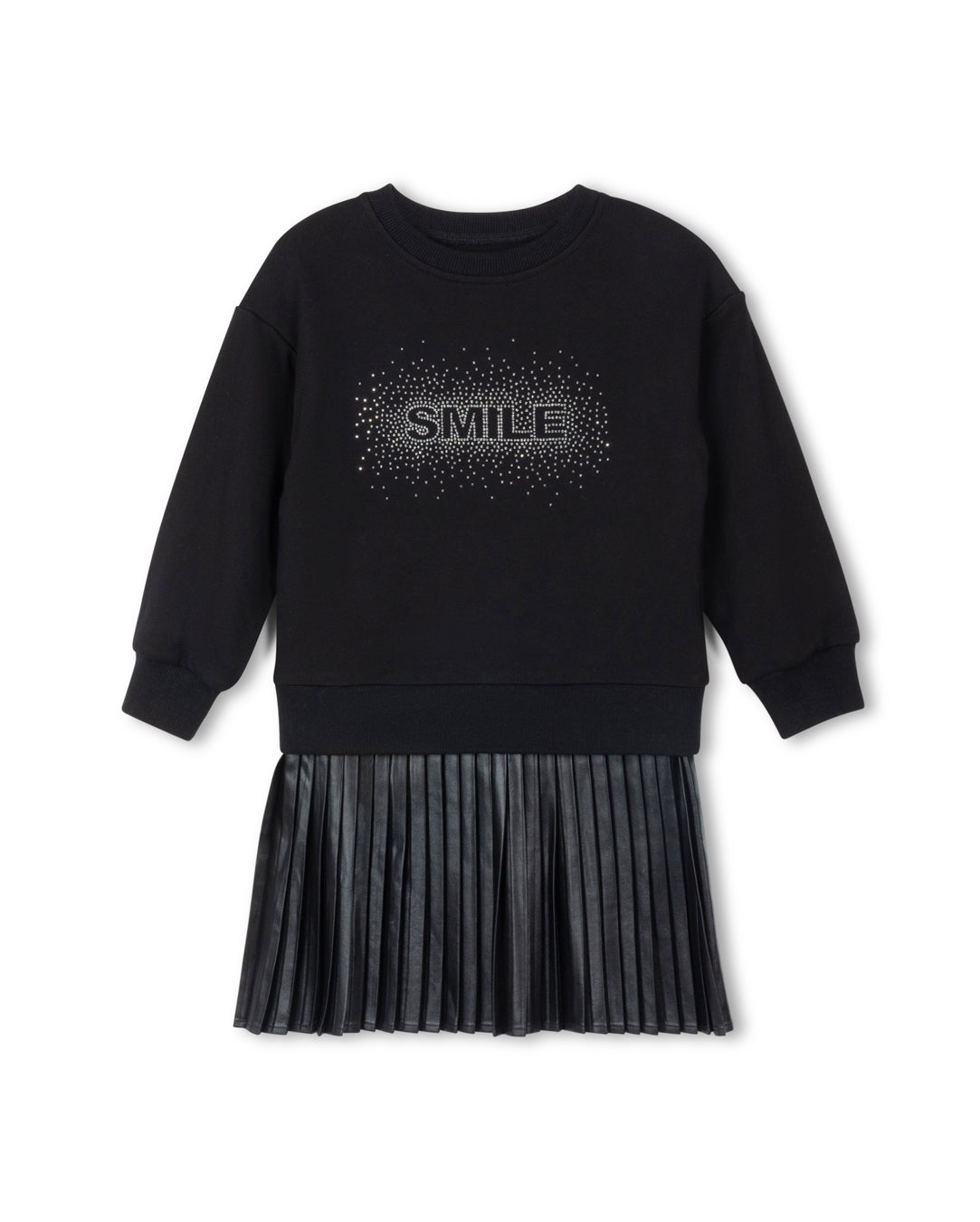 Sweatshirt Metallic Pleated Dress