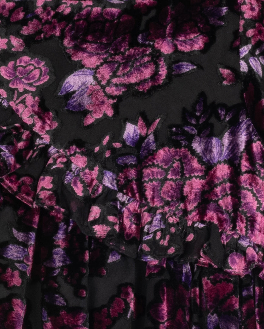 Velvet Flower Ruffle Dress C-22998