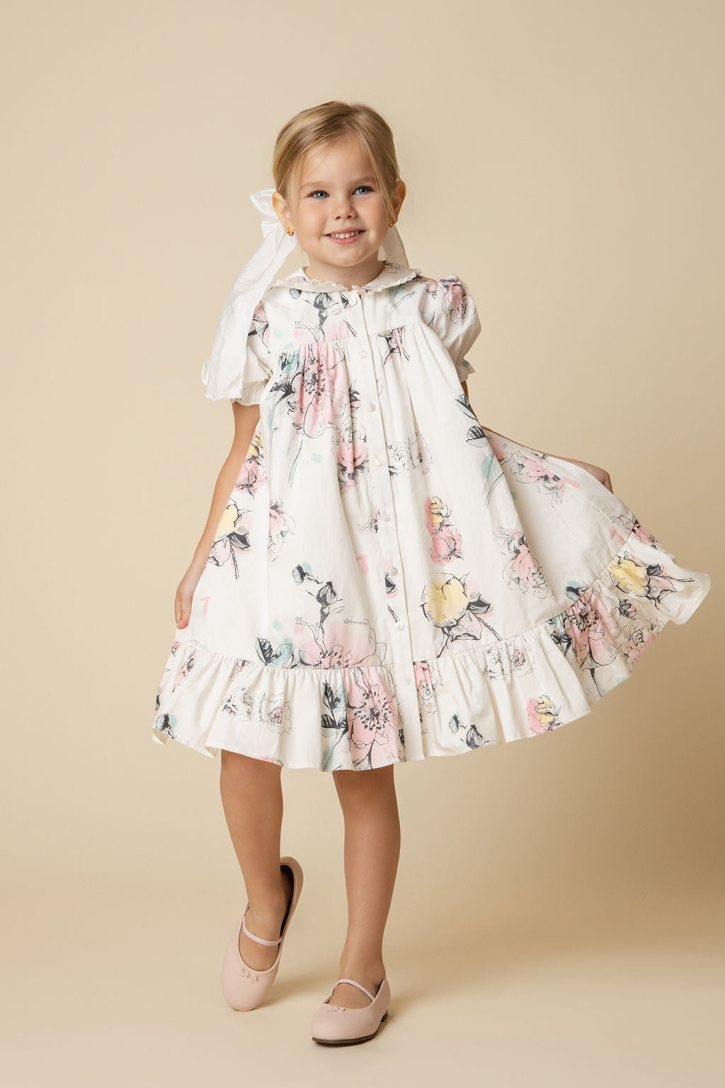 Cindy Floral Printed Pastel Dress