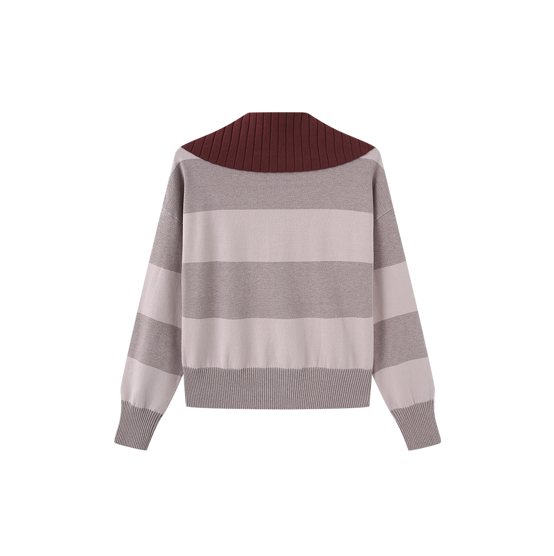 Stripe Contrast Collar Knit Sweater