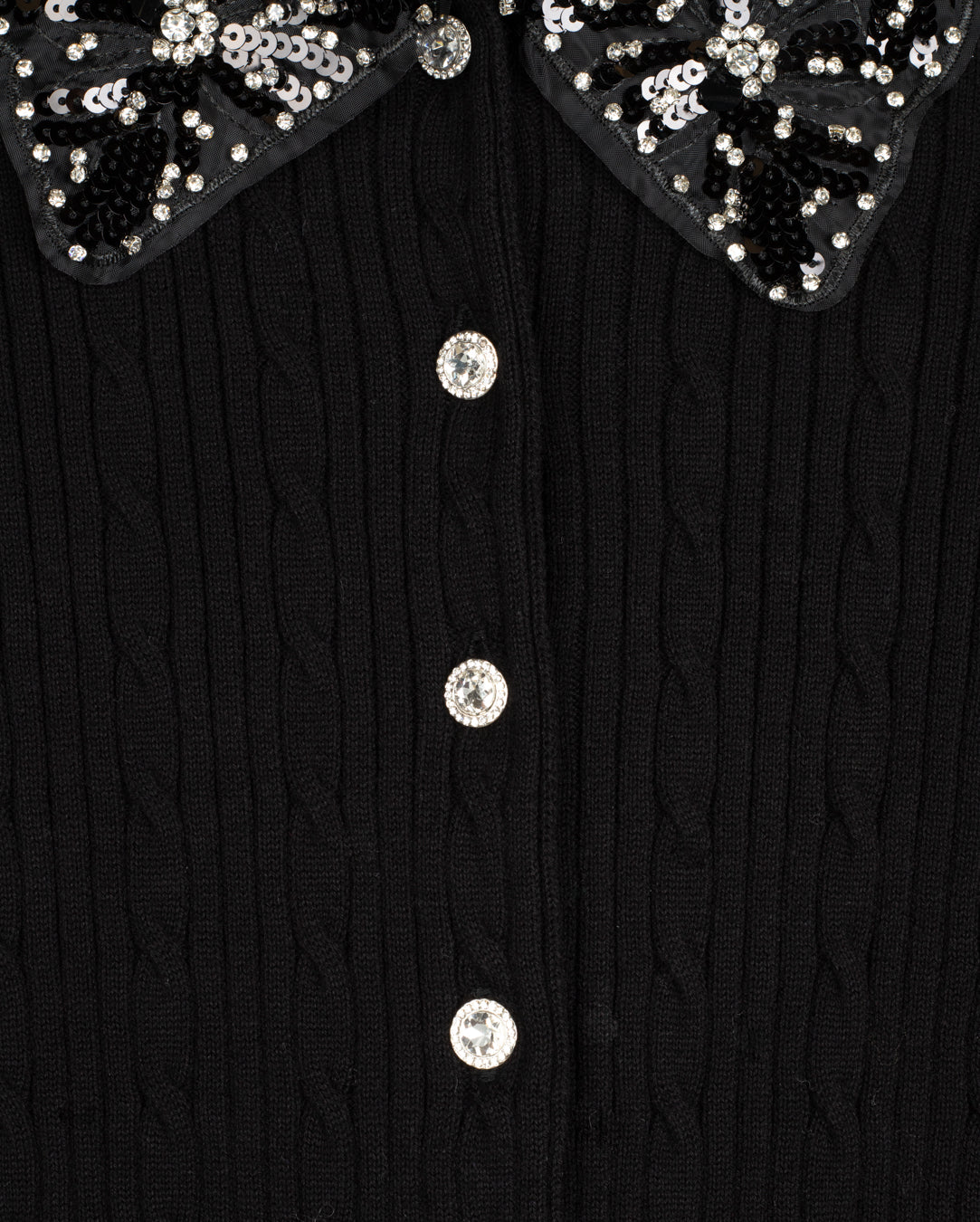 Sequined Collar Knit Top - Junees