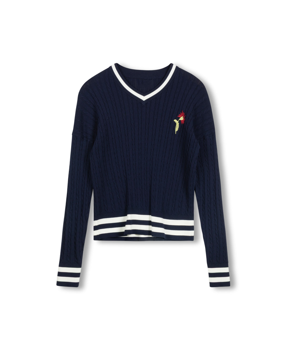 Flower Logo Cable Knit Sweater