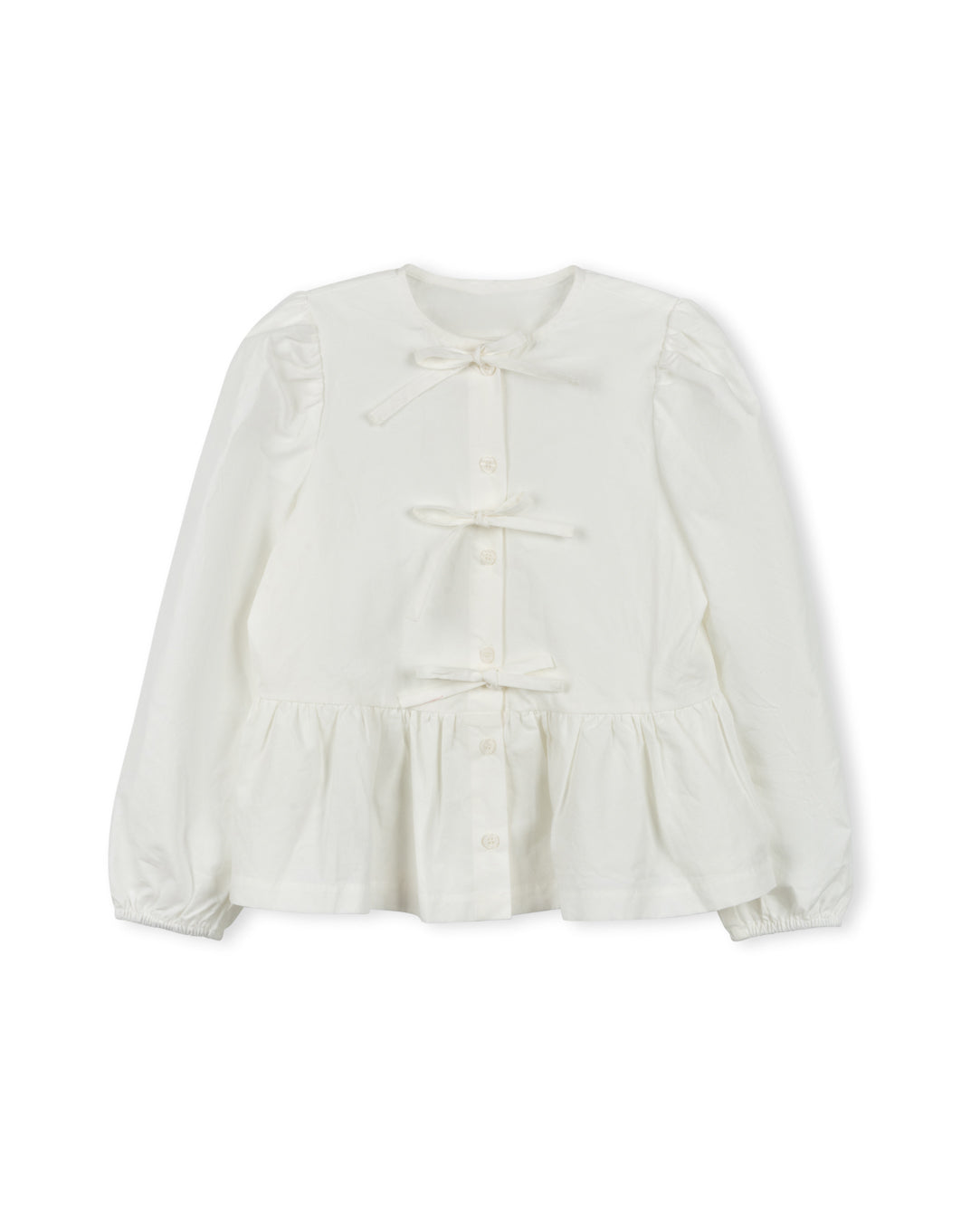Poplin Peplum Bow Blouse