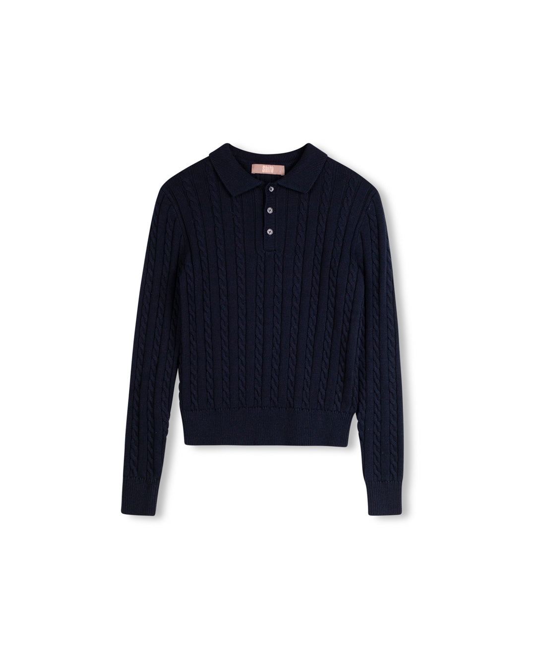 Cable Knit Long Sleeve Polo - Junees