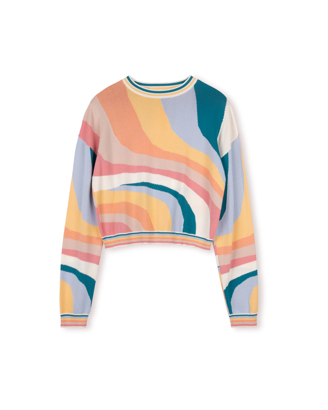 Colorful Knit Swirl Sweater W-17959