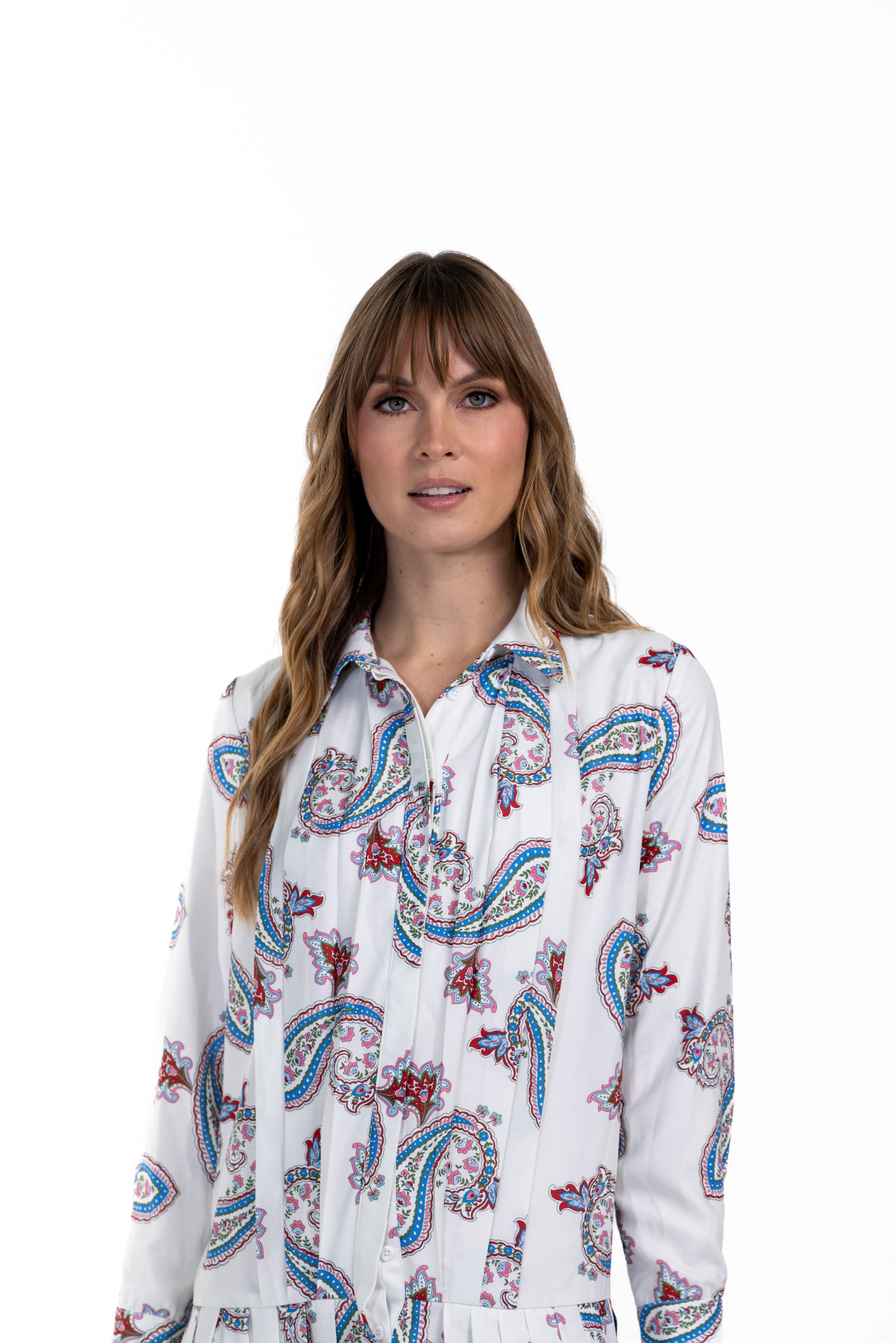 Paisley Pleated Maxi Dress