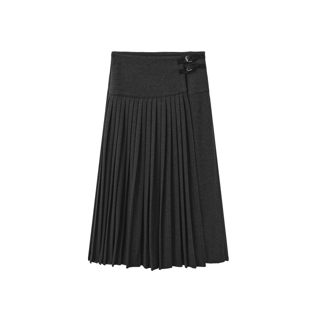 Crepe Pleated Buckle Skirt