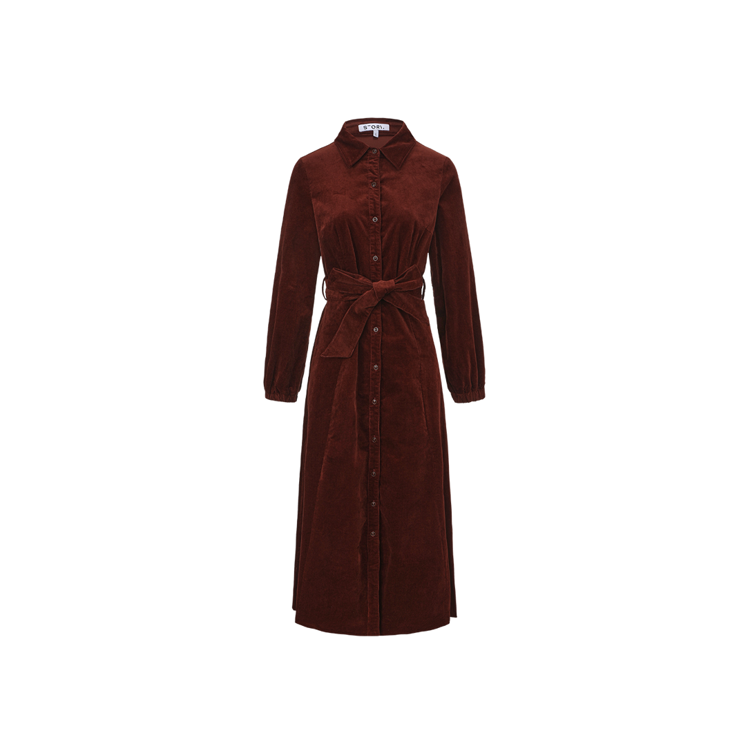 Corduroy Button Down Shirt Dress