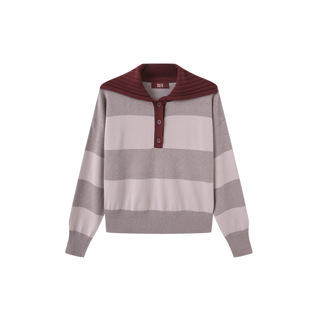 Stripe Contrast Collar Knit Sweater