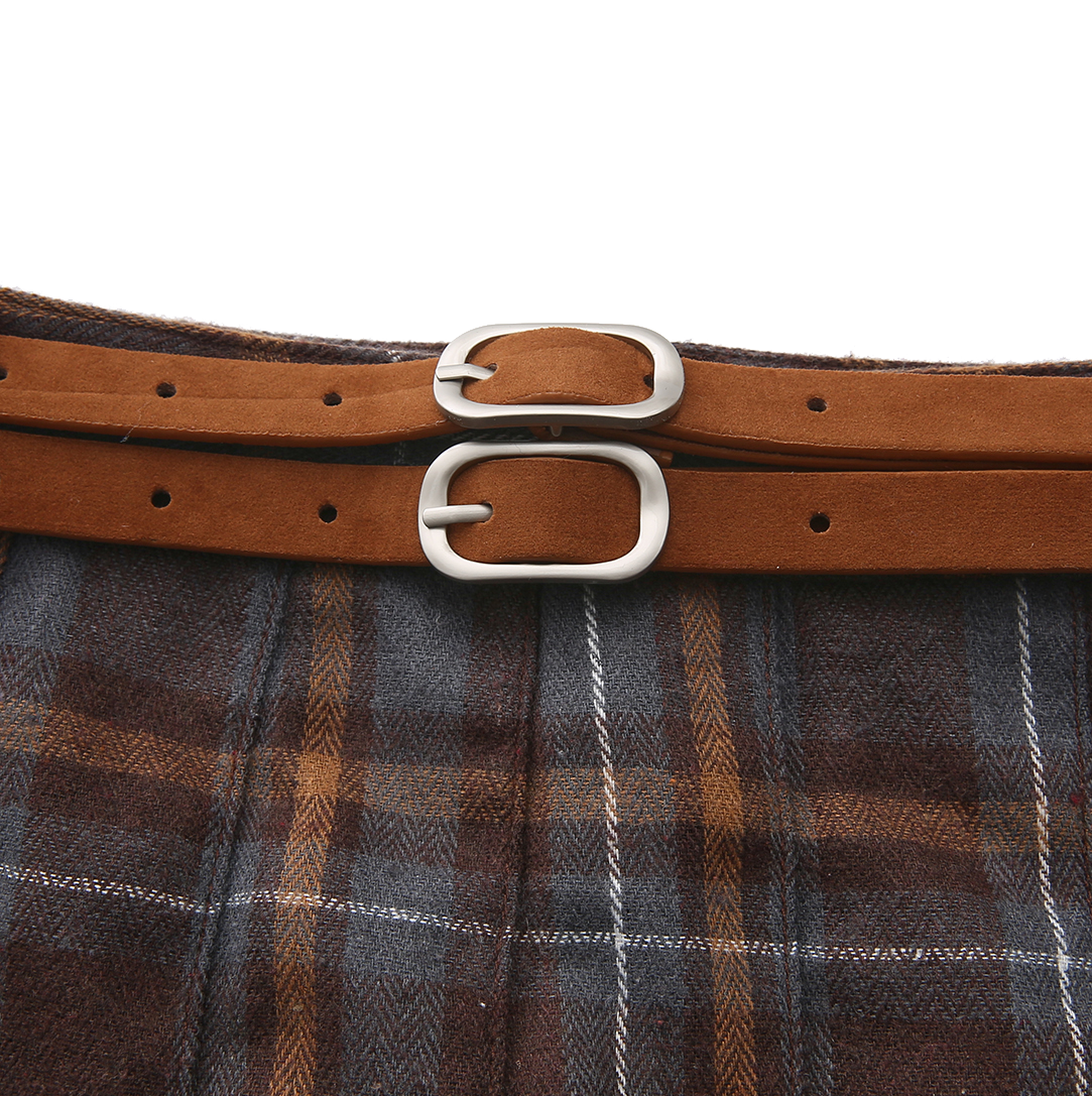Plaid Pleated Pocket Skirt