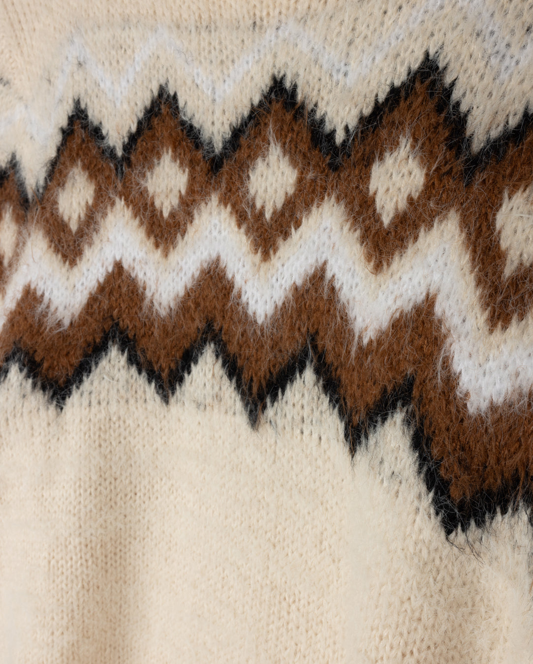 Fair Isle Fuzzy Knit Sweater W-23431