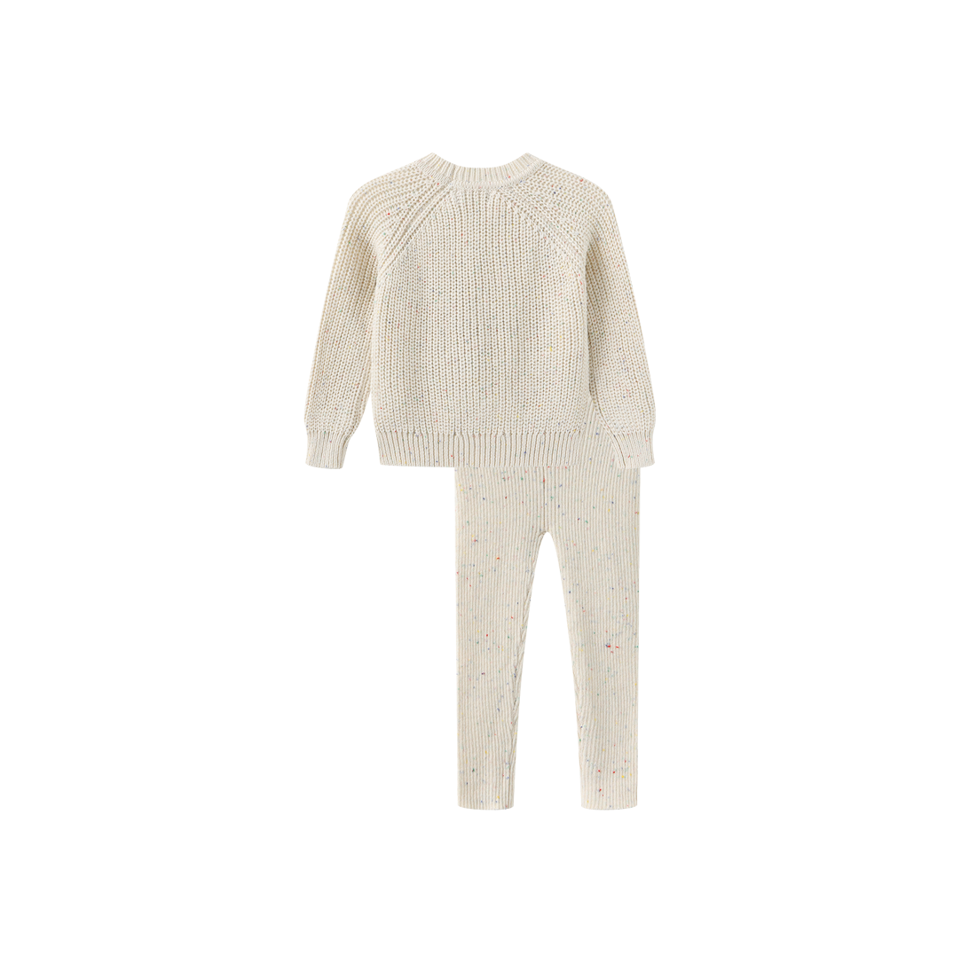 Marled Knit Cable Pattern Sweater Set