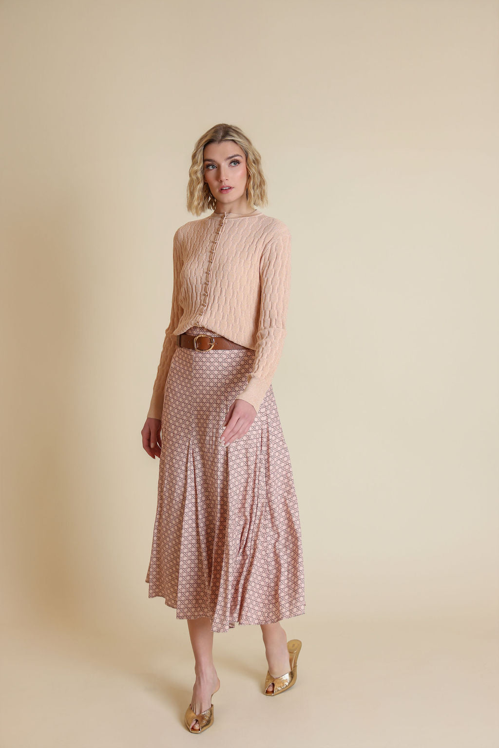 Cane Printed Flowy Maxi Skirt