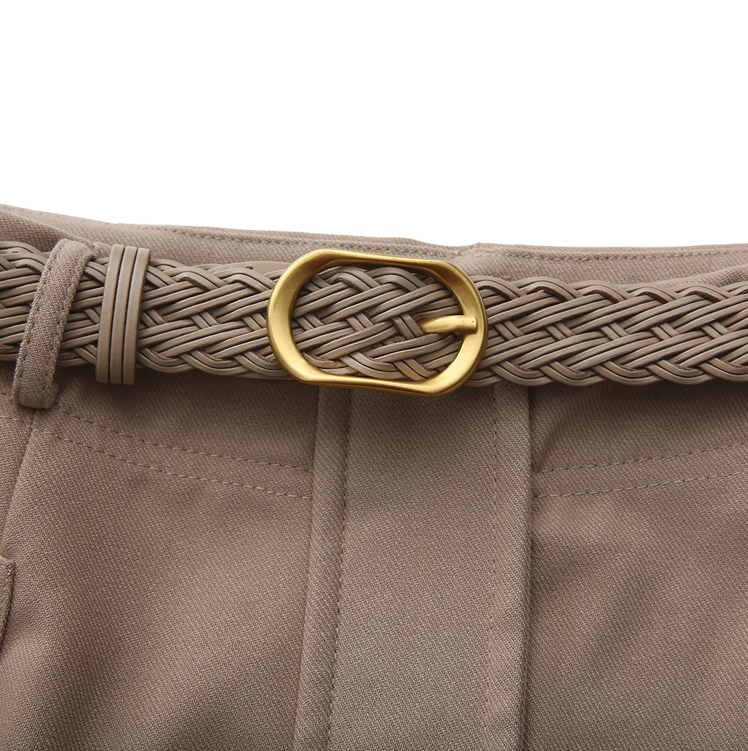 Belted Pocket Wool Skirt