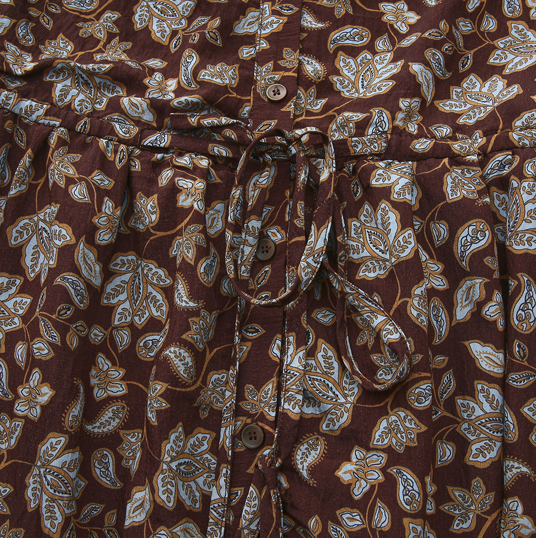 Cotton Paisley Drawstring Dress