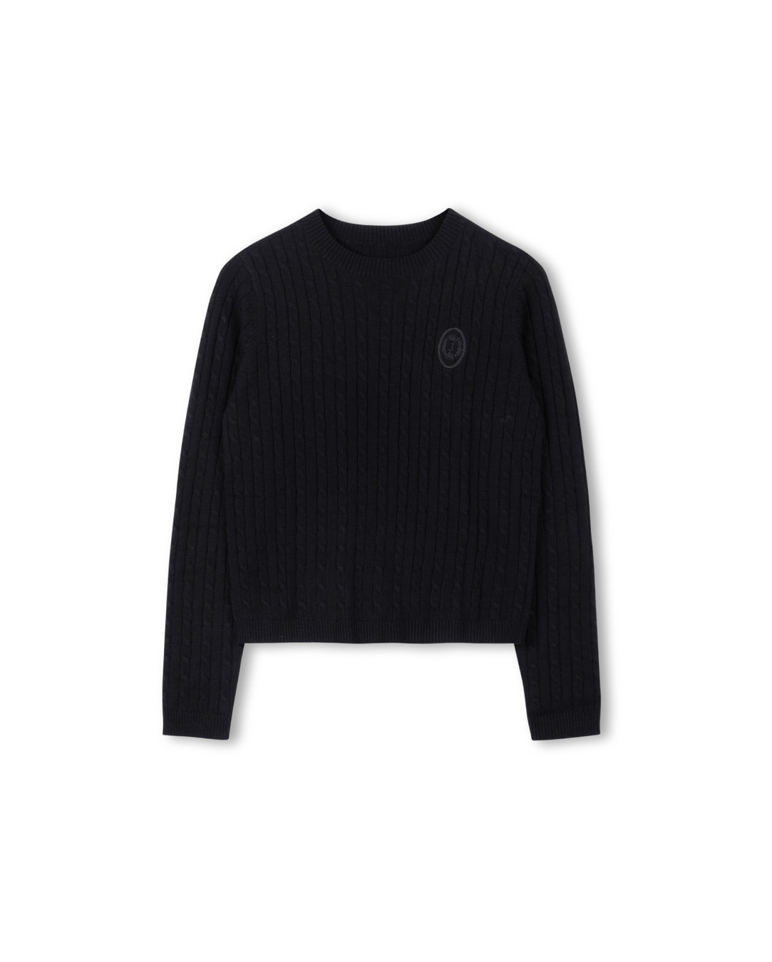Crest Detailed Cable Knit Sweater