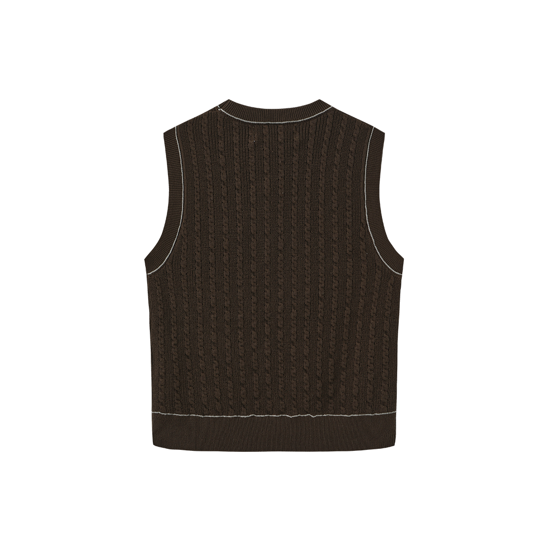 Cable Knit Trim Vest