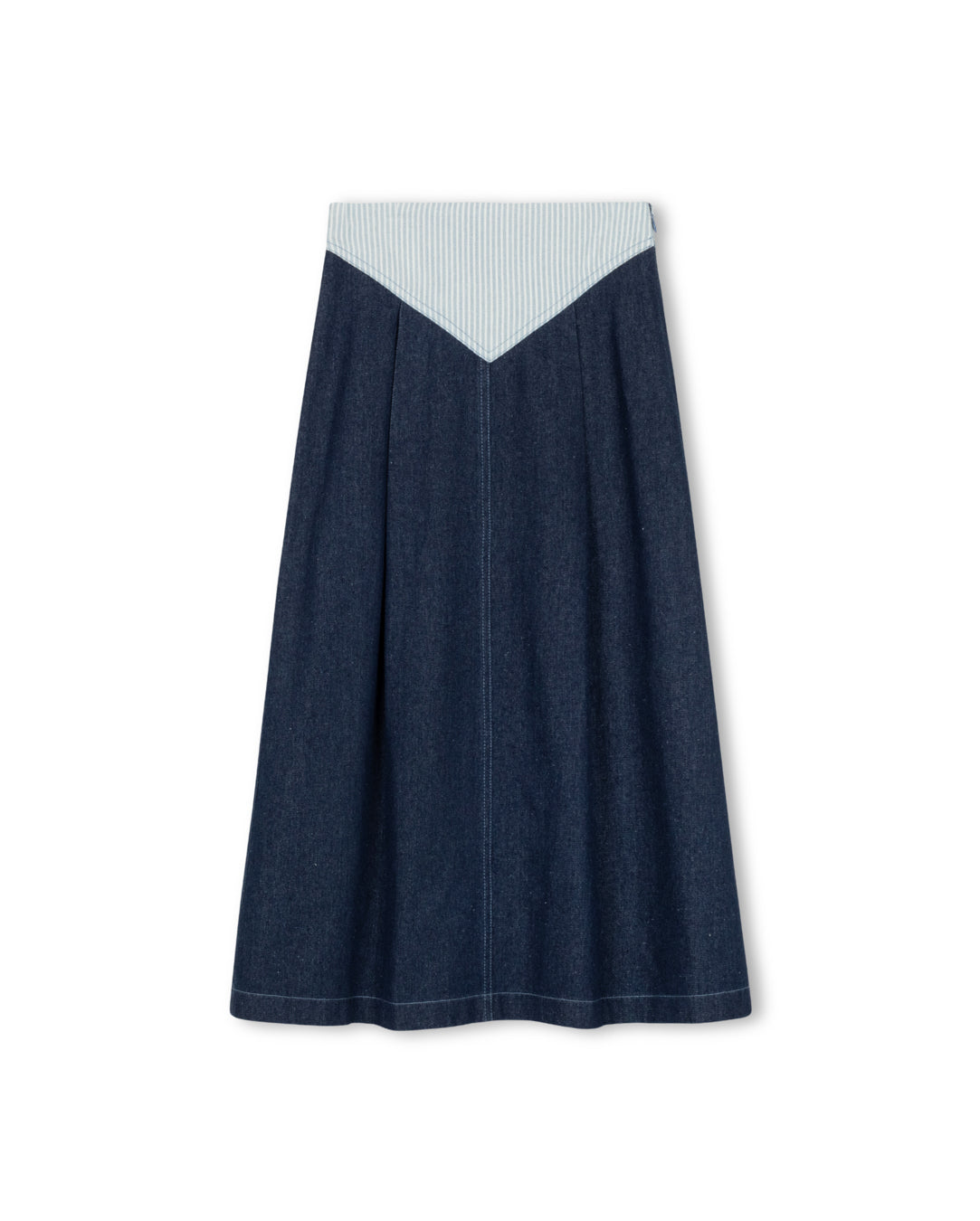 Zeno Striped And Solid Midi Skirt