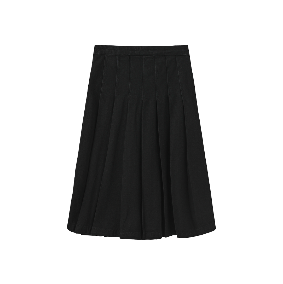 Box Pleat Denim Skirt