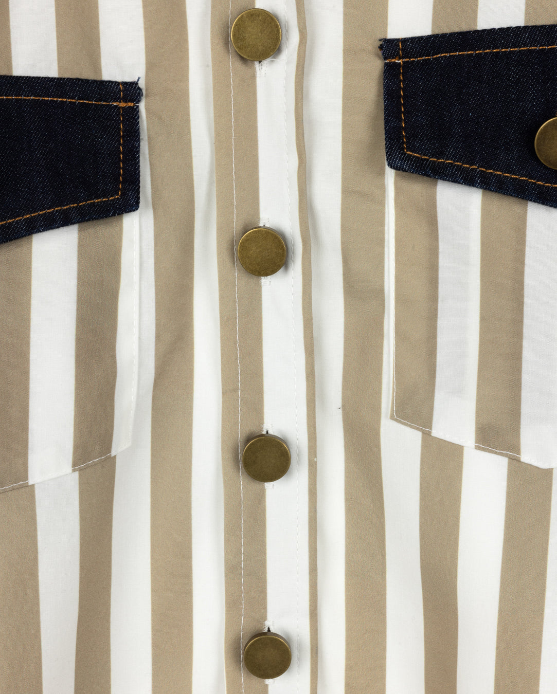 Poplin And Denim Striped Shacket