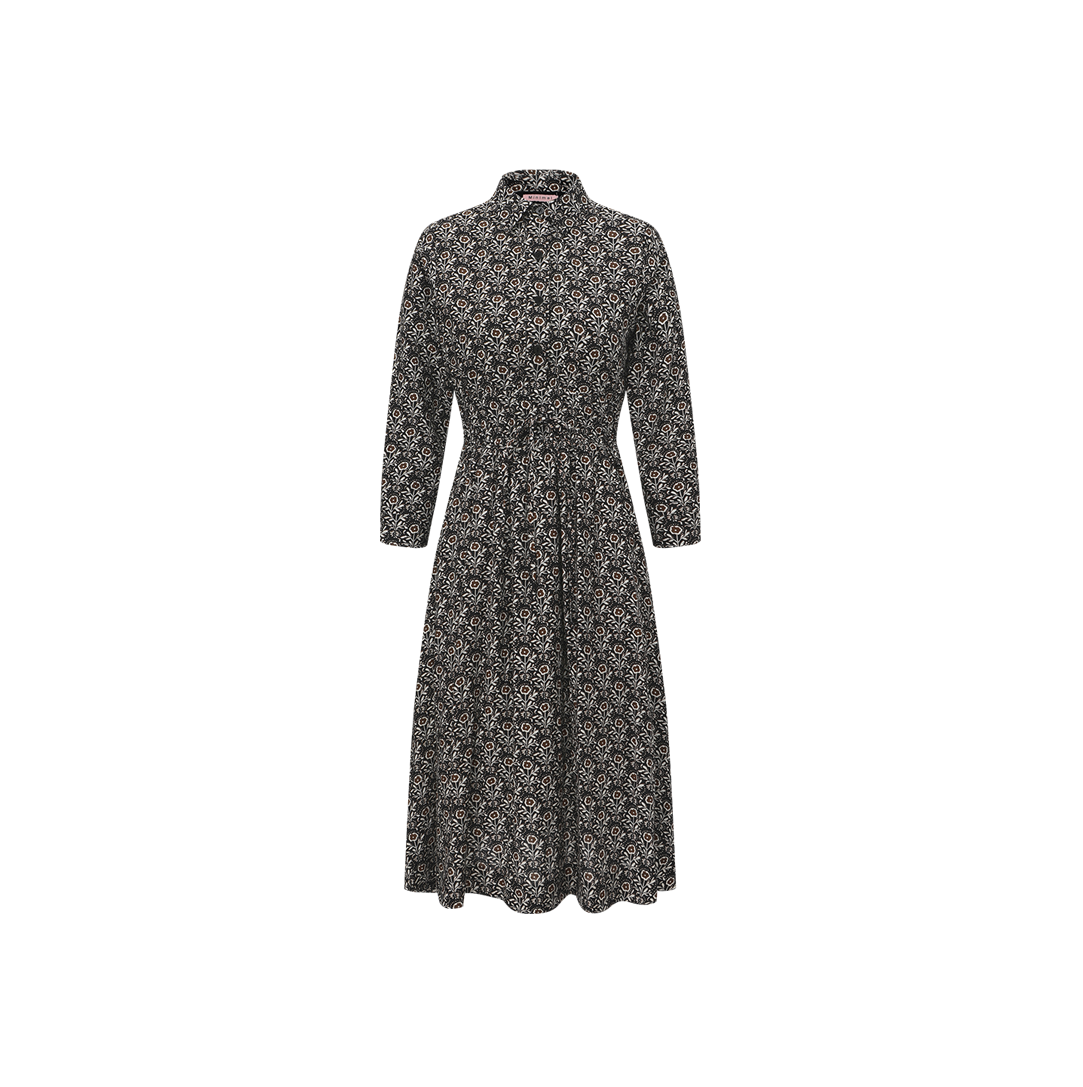 Printed Poplin Double Waisted Dress