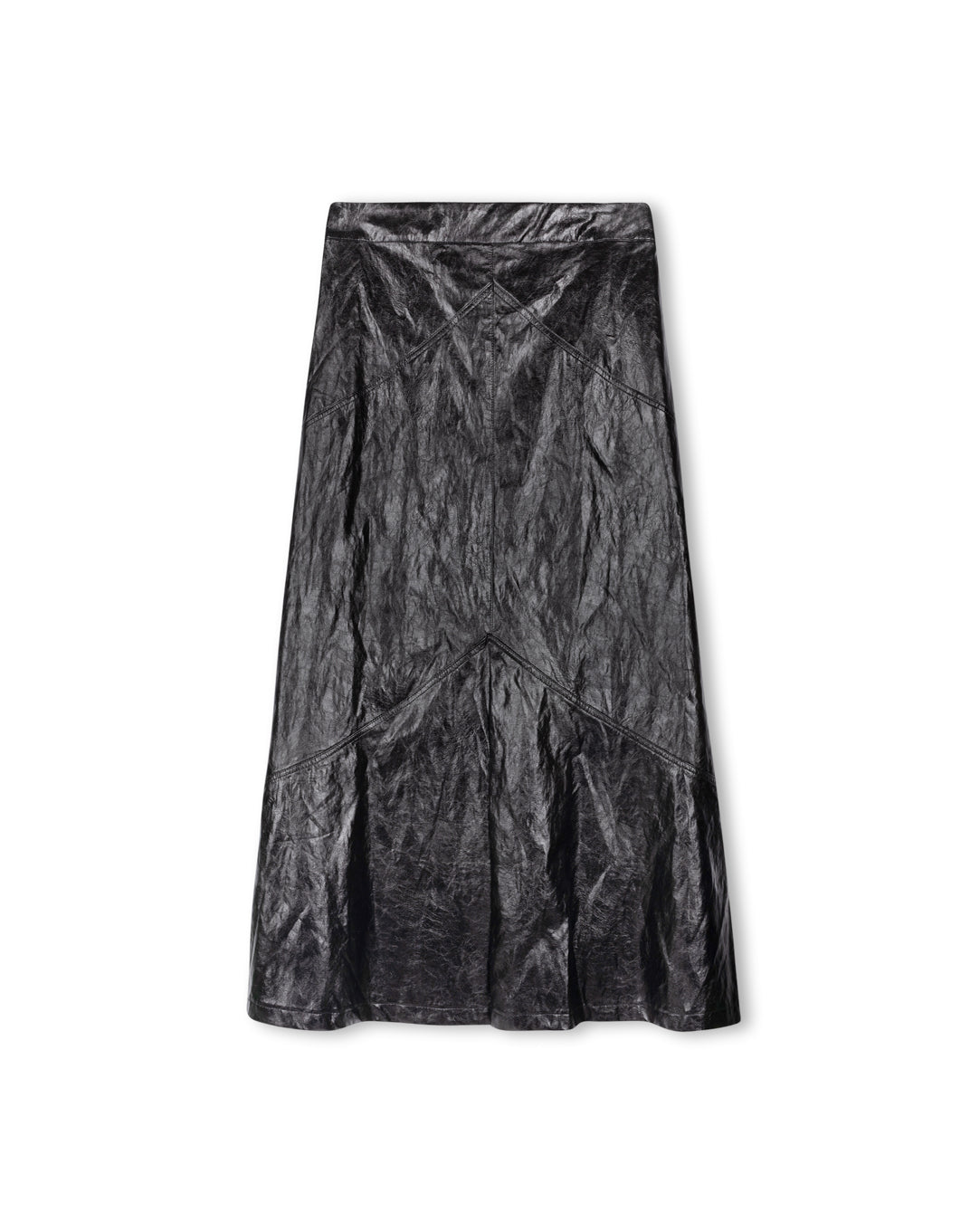 Creased Effect Leather Skirt