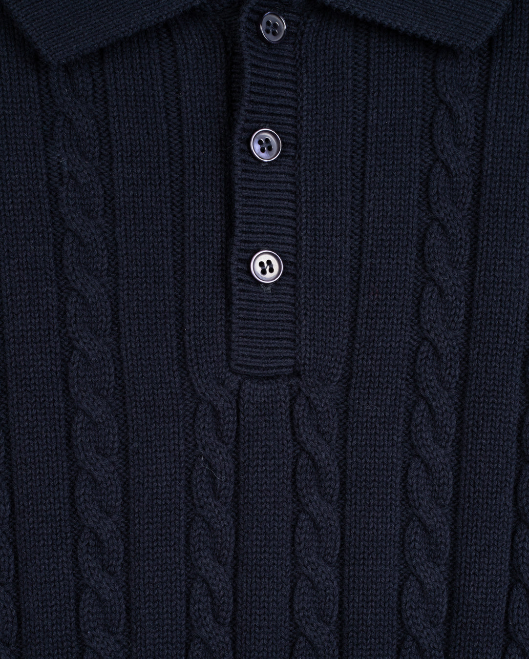 Cable Knit Long Sleeve Polo - Junees