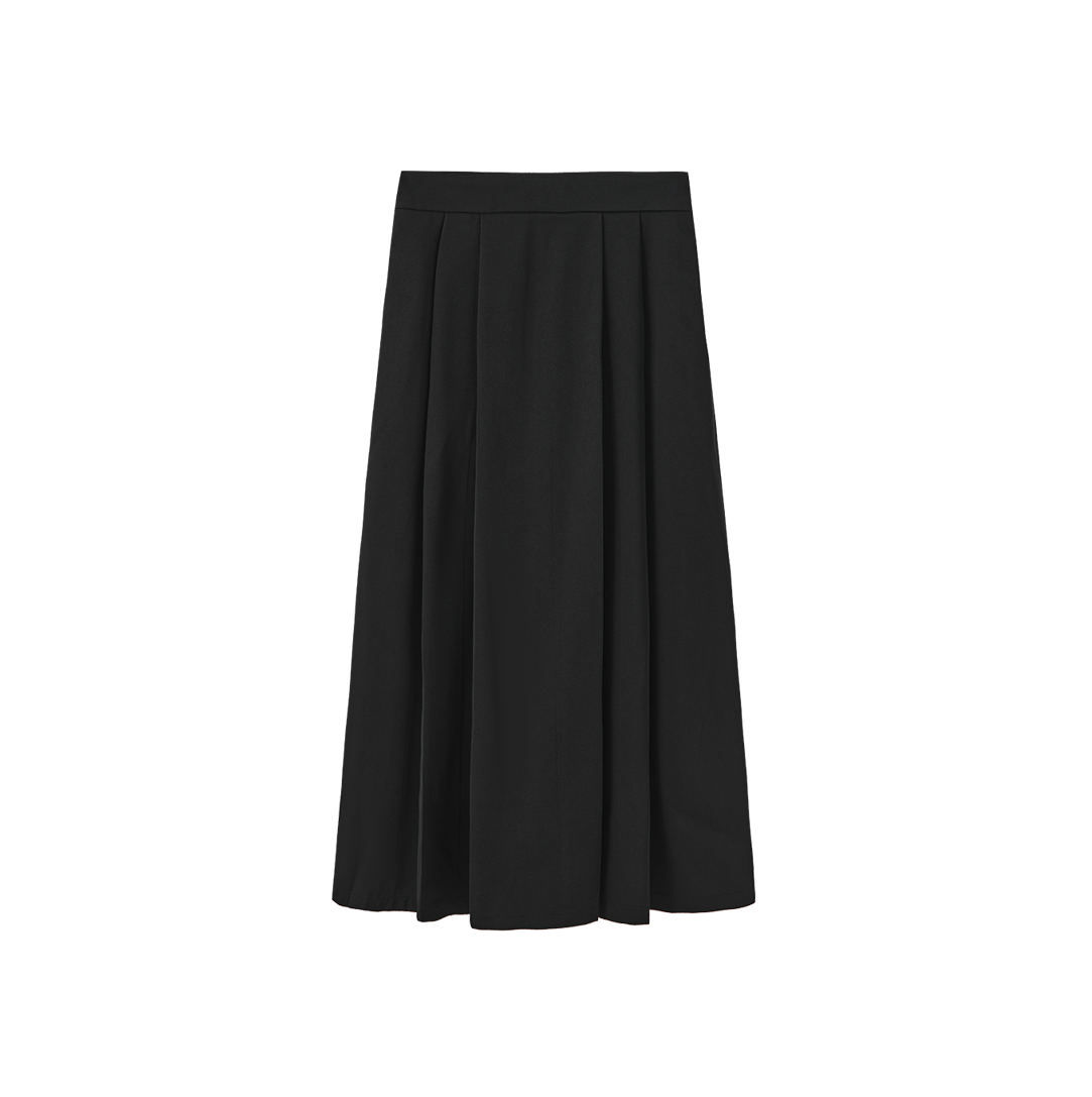 Pleated Black Midi Skirt