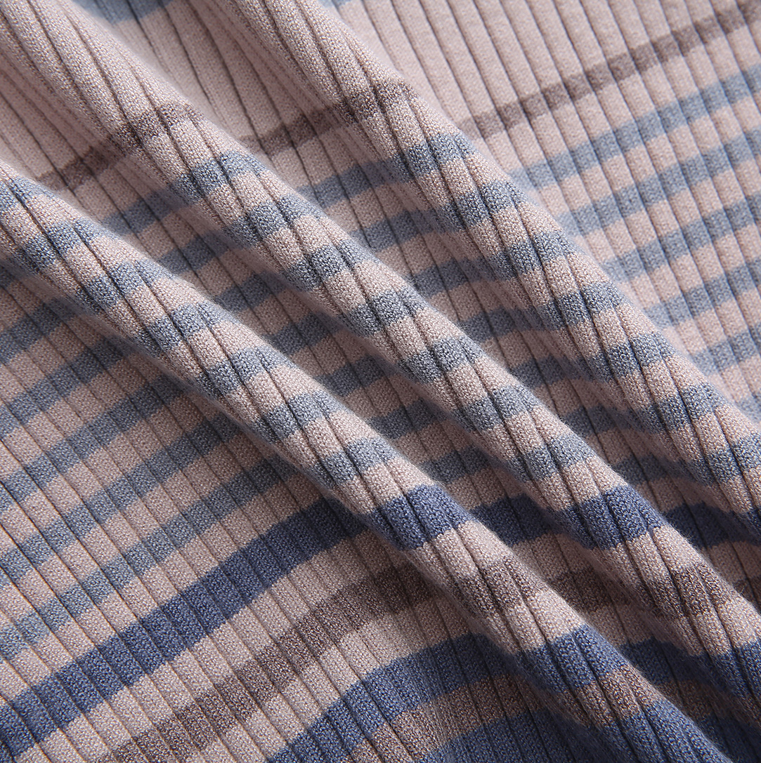 Ribbed Stripe Button Top
