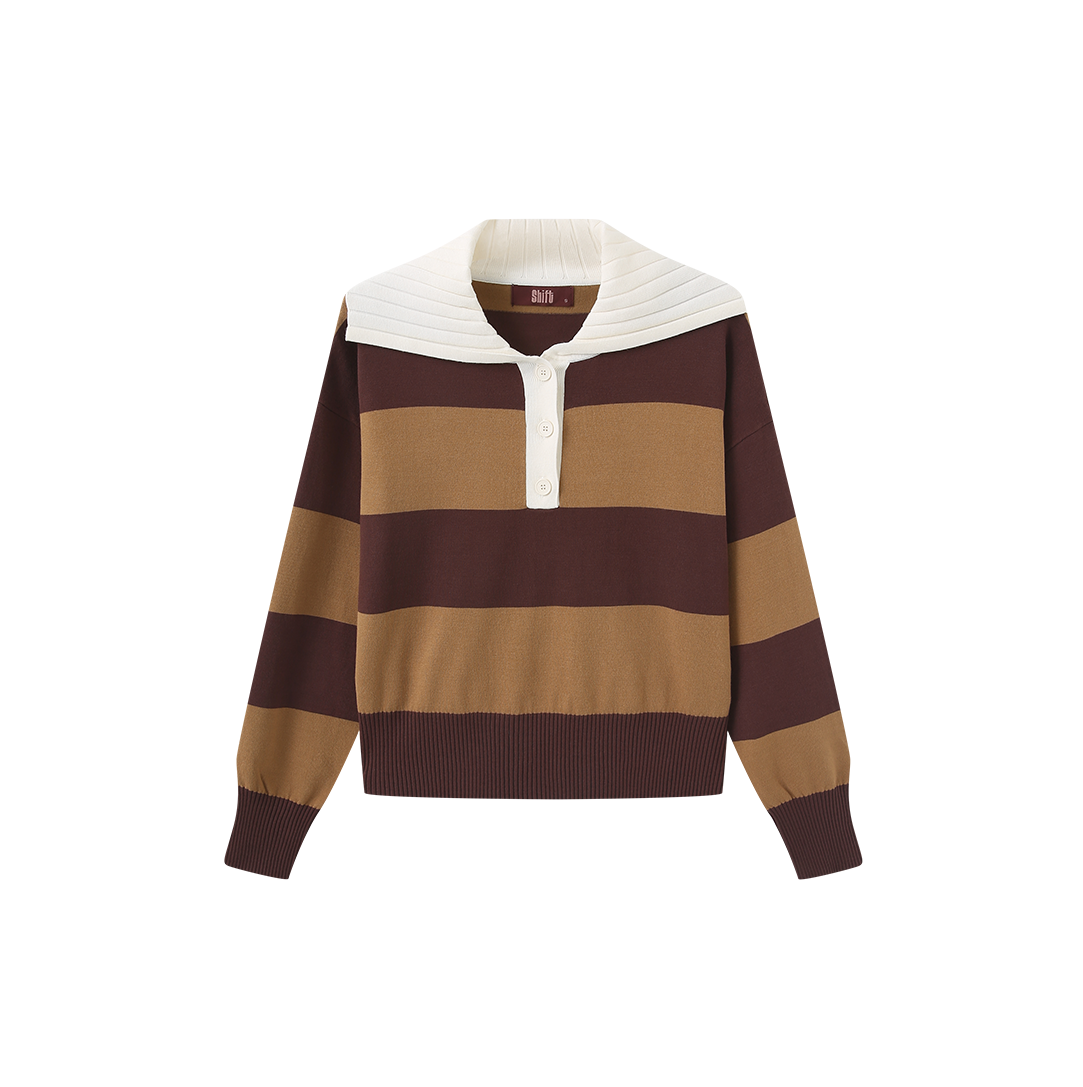 Stripe Contrast Collar Knit Sweater