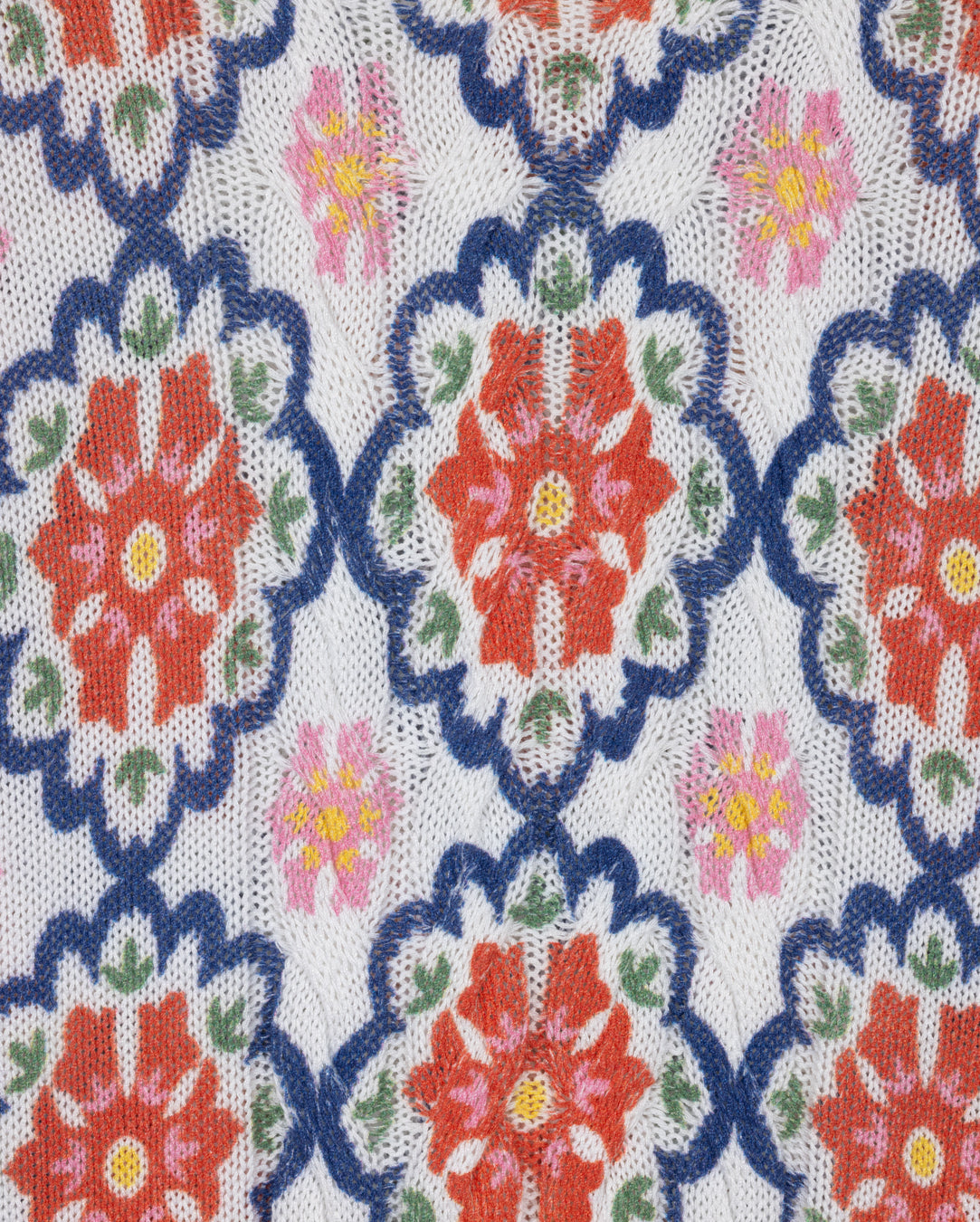 Cable Knit Printed Sweater