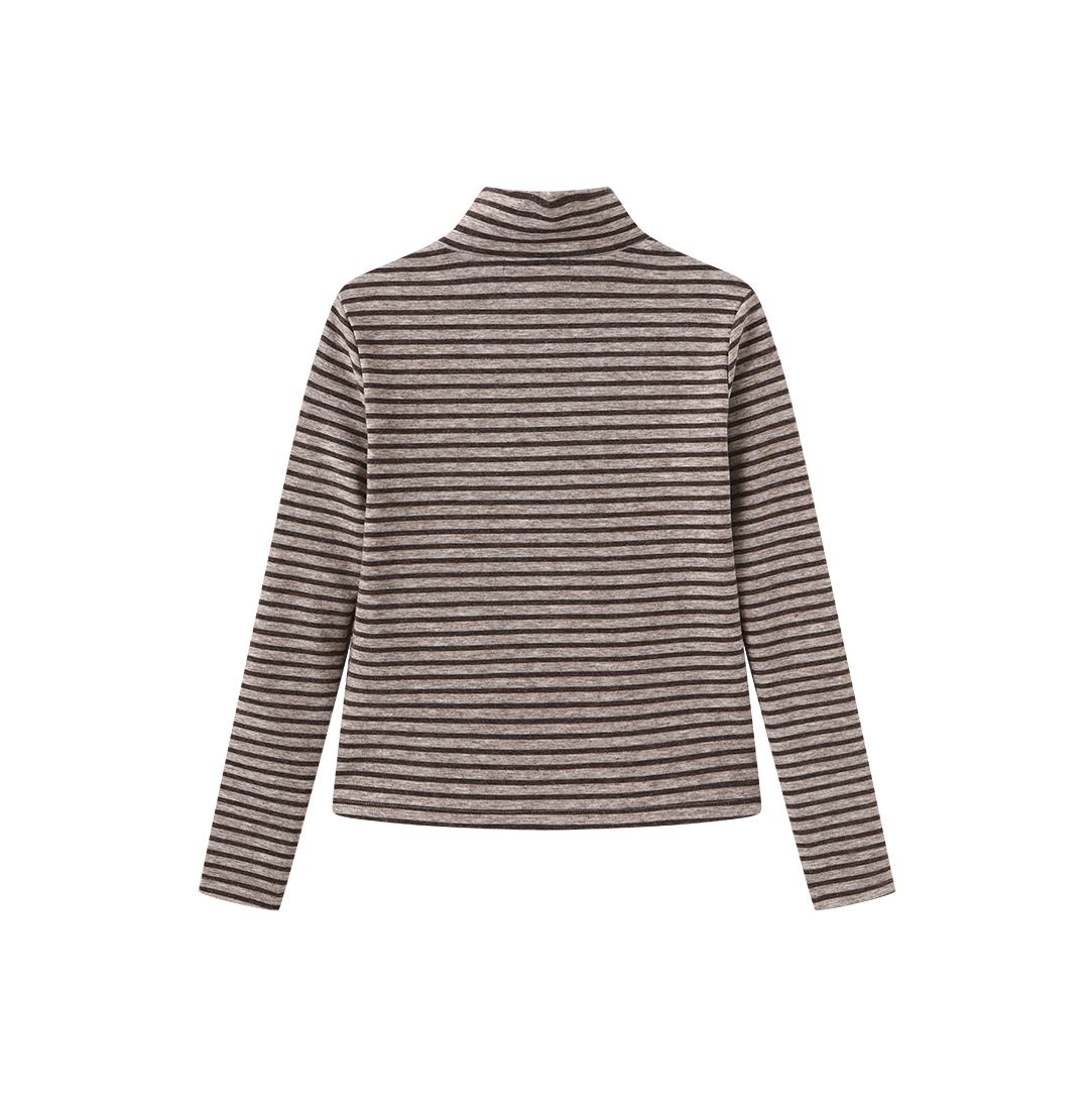 Thick Tee Stripe Half Button Top