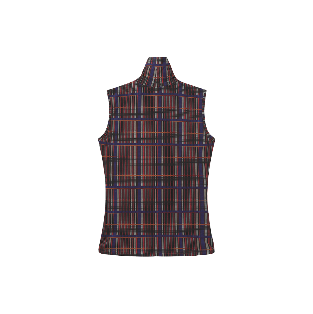 Plaid Sleevless Turtleneck
