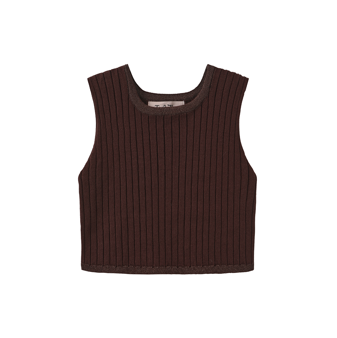 Tam Knit Ribbed Trim Vest