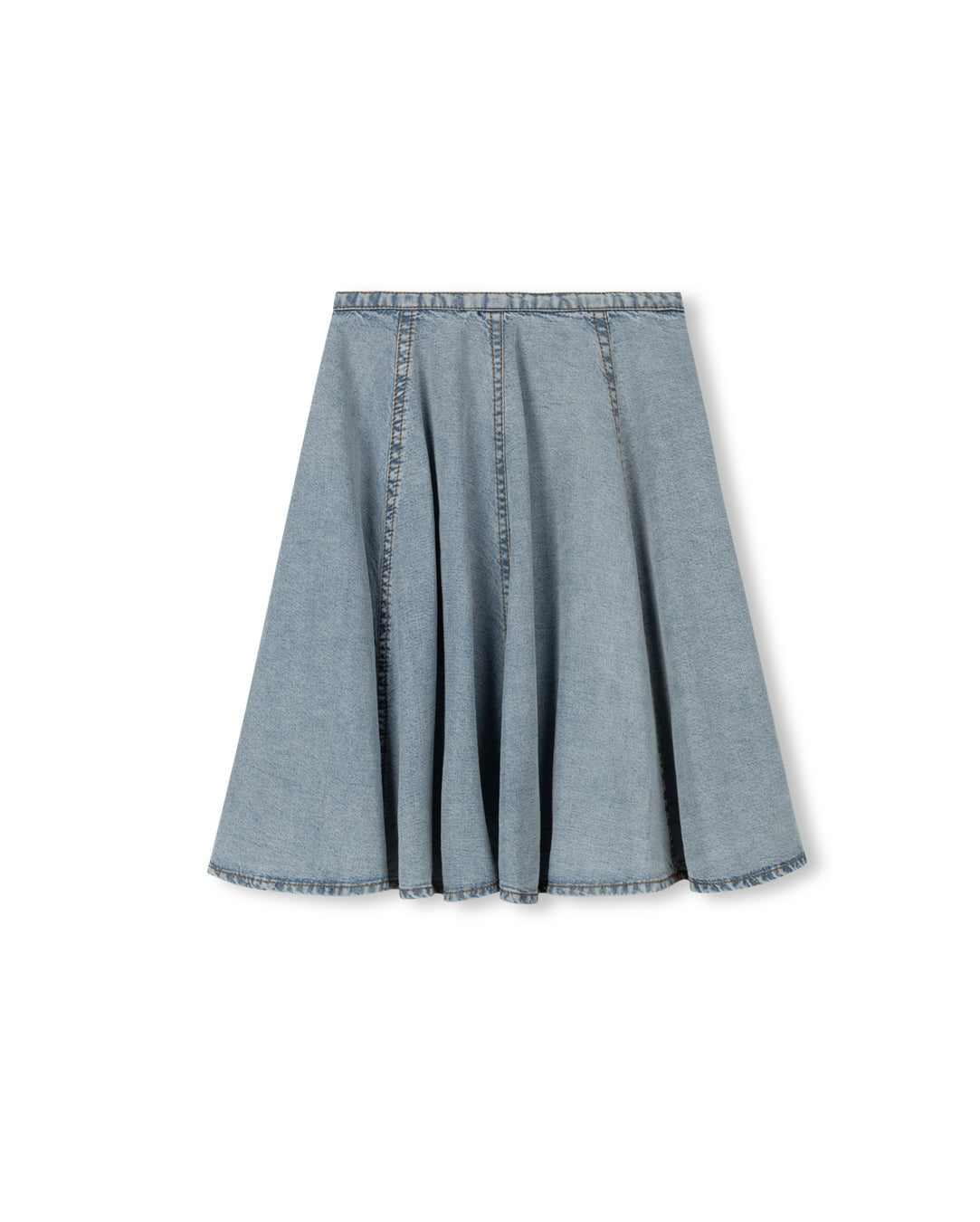 Flare Denim Paneled Skirt - Junees