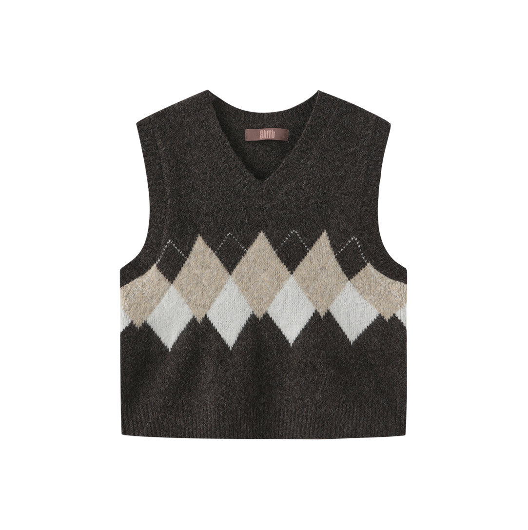 Knit Argyle Vest