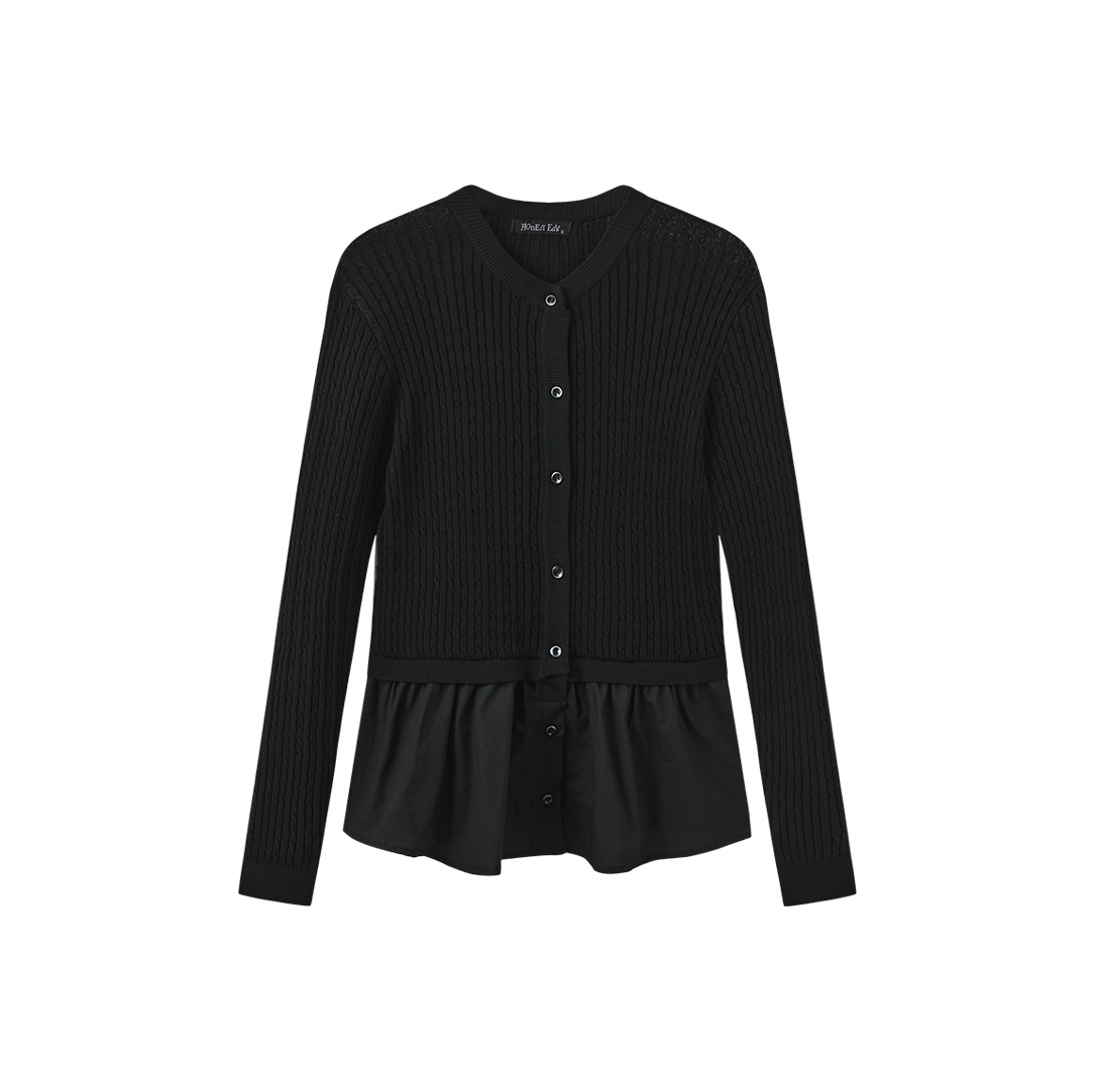 Inserted Blouse Cable Cardigan