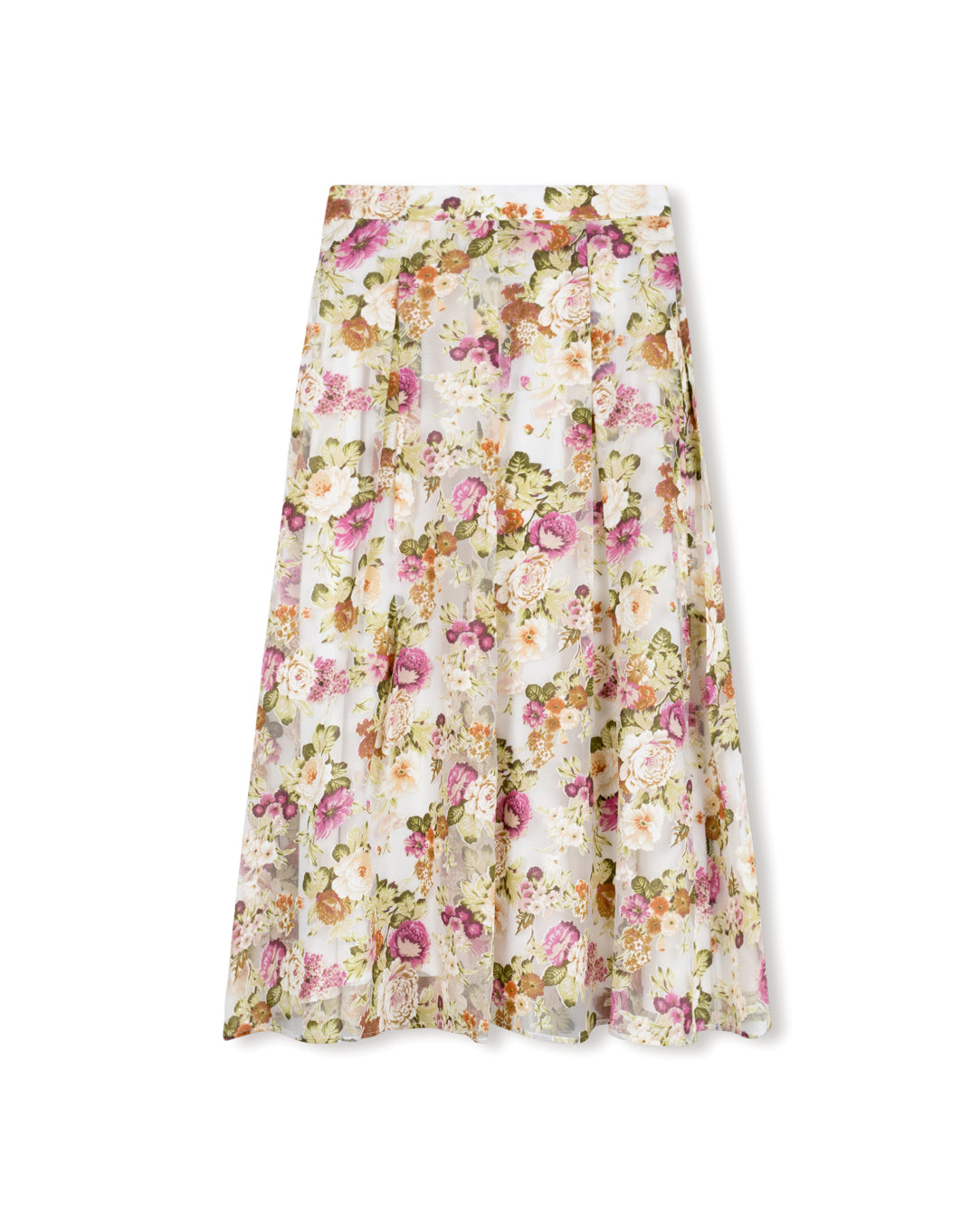 Floral Structered Pleated Skirt