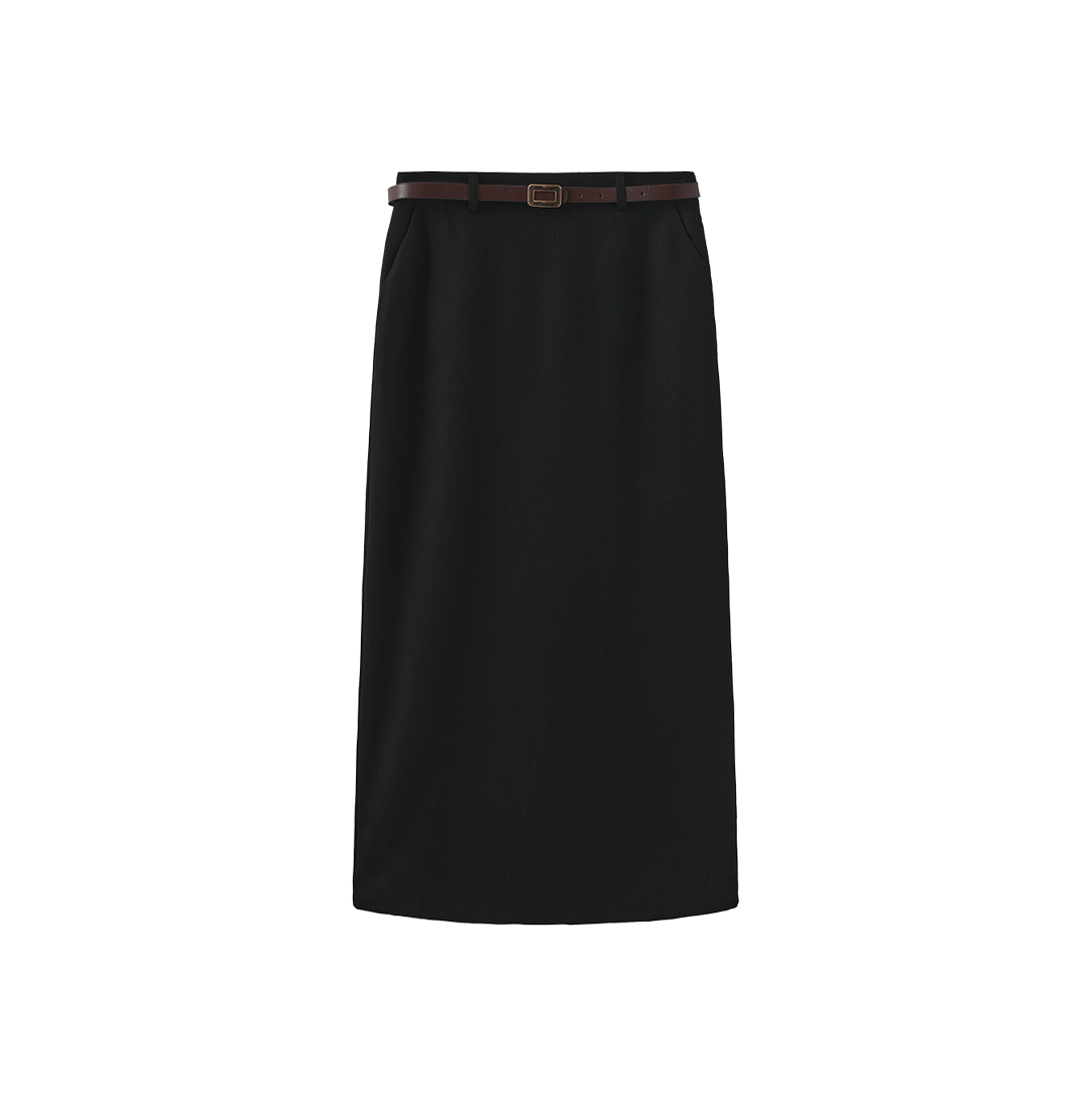 Maxi Belted Suit Skirt