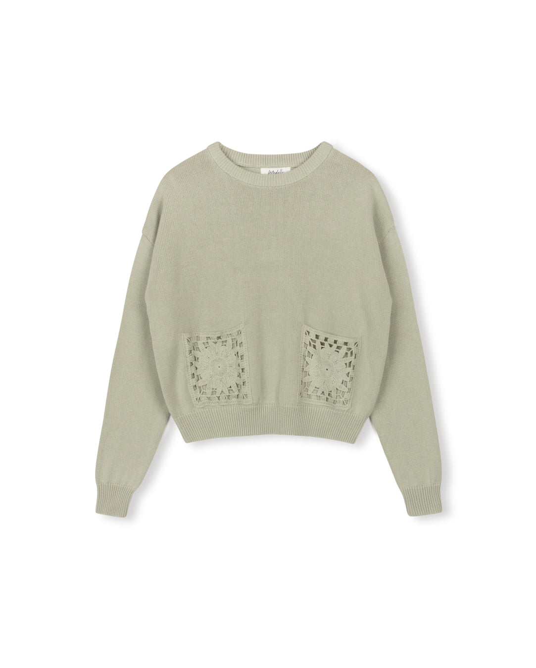 Crop Knit Sweater With Pockets - Junees